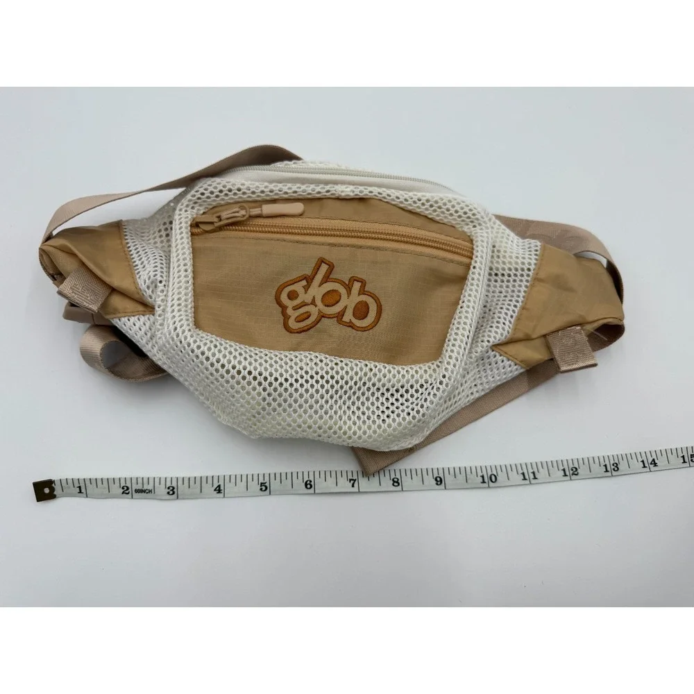 Glob Primary Flux Mesh Waist Pack Tan White Belt Bag Adjustable‎ Strap Ripstop